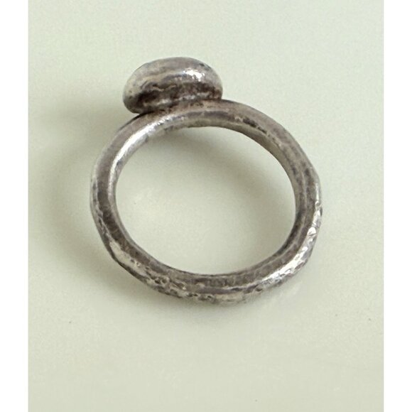 Vintage 90s Sterling Stacking Ring Amethyst Hammered texture Sz  4 3/4 - Picture 6 of 7